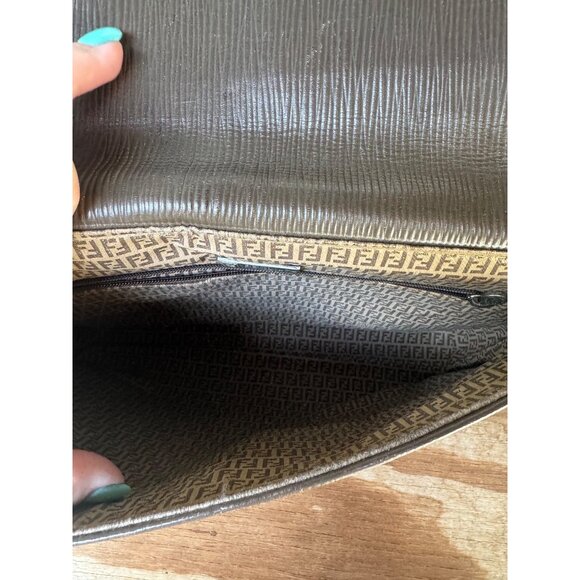 Fendi Roma Zucca Monogram Crossbody Bag Vintage Brown Leather & Canvas Italy - Picture 5 of 11